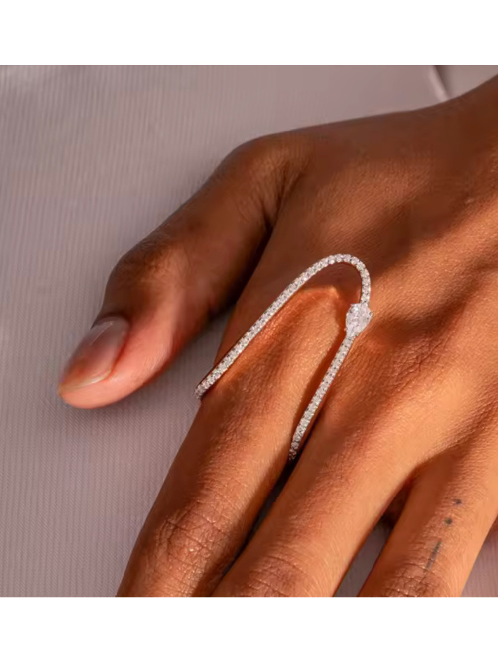 Halo Knuckle Ring- Dainty Recycled Brass and CZ Ring
